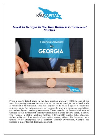 Invest In Georgia To See Your Business Grow Several Notches