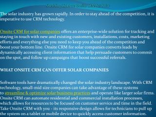 Shedding Light on Onsite CRM for Solar