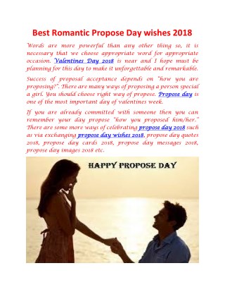 Best Romantic Propose Day wishes 2018