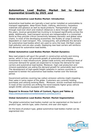 Automotive Load Bodies Market: Global Forecast Over 2025