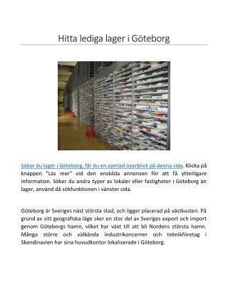 HÃ¤r hittar du lager i GÃ¶teborg