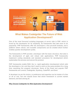 What Makes CodeIgniter The Future of Web Application Development?