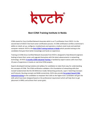 Best CCNA Industrial Training Institute for Six Month Training- KVCH