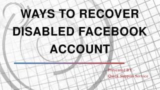 Recover Disabled Facebook Account Instantly