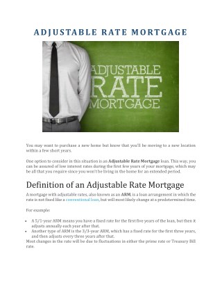 Adjustable Rate Mortgage