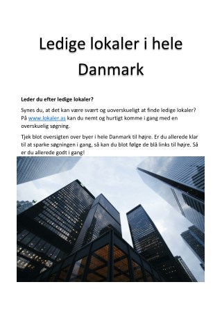 Find lokaler i hele Danmark her!