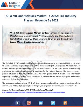 AR & VR Smart glasses Market Share, Top 5 Manufacturers, Sales From 2017-2022