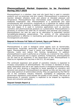 Phenoxyethanol Market to Reap Excessive Revenues by 2025