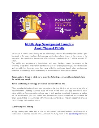 Mobile App Development Launch â€“ Avoid These 4 Pitfalls