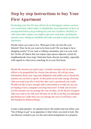 Step by step instructions to buy Your First Apartment