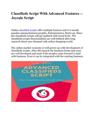 Classifieds Script With Advanced Featuresâ€Šâ€”â€ŠJoysale Script