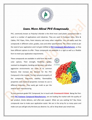 Learn More About PVC Compounds
