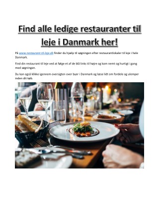 Find ledige restauranter til leje her!