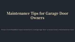 Maintenance Tips for Garage Door Owners