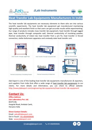 Heat Transfer Lab Equipments Manufacturers