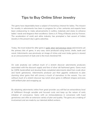 Tips to Buy Online Silver Jewelry