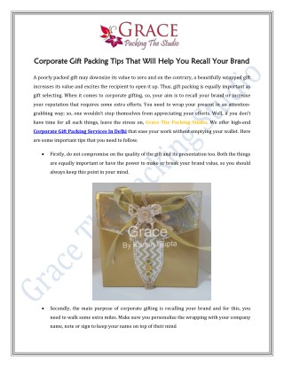 Corporate Gift Packing Tips That Will Help You Recall Your Brand