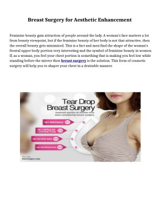 Breast Surgery for Aesthetic Enhancement