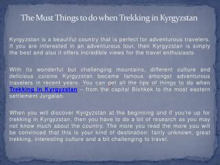 The Must Things to do when Trekking in Kyrgyzstan