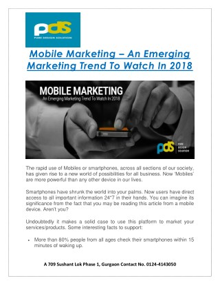 Mobile Marketing â€“ An Emerging Marketing Trend To Watch In 2018