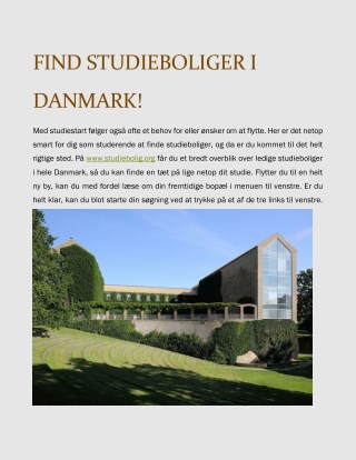 SÃ¥dan finder du ledige studieboliger i Danmark