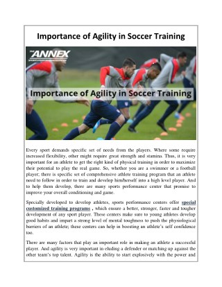 Importance of Agility in Soccer Training