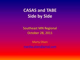 CASAS and TABE Side by Side