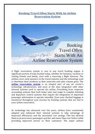 Booking Travel Often Starts With An Airline Reservation System