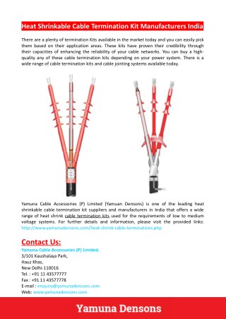 Heat Shrinkable Cable Termination Kit Manufacturers India