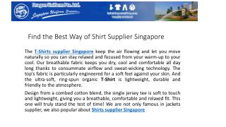 Find the Best Way of Shirt Supplier Singapore