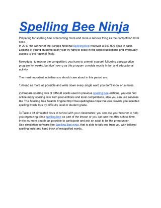 Spelling Bee Ninja