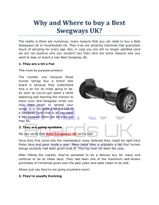 Why and Where to buy a Best Swegways UK?