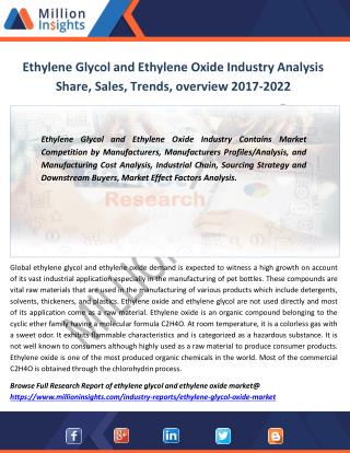 Ethylene Glycol and Ethylene Oxide Industry Analysis of Sales, Revenue, Share, Margine to 2022