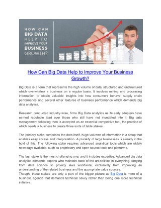 How Can Big Data Help to Improve Your Business Growth?