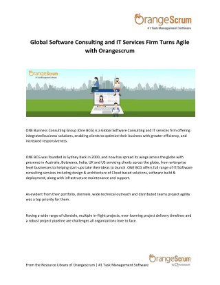 Global Software Consulting and IT Services Firm Turns Agile with Orangescrum