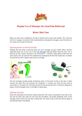 Regular Use of Massager for Good Pain Relief and Better Skin Tone - Barber Syndicate