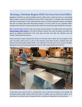 Renting a Durham Region HVAC Services Serviced Office