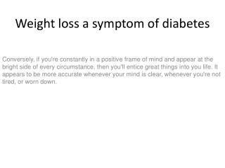 weight loss a symptom of diabetes