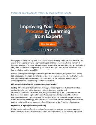 Improving Your Mortgage Process by Learning from Experts