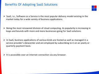 Benefits Of Adopting SaaS Solutions