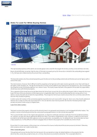 Risks To Look For While Buying Homes
