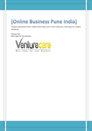 Online Business Pune India | Starting your own business, Starting an online business Venture care