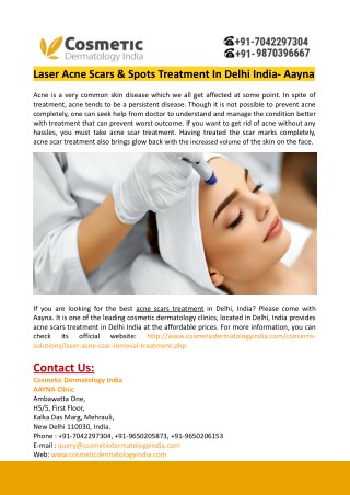 Laser Acne Scar Removal Treatment Delhi - Aayna