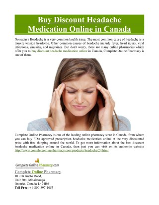 Buy Discount Headache Medication Online in Canada