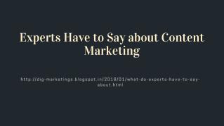 What Do Experts Have to Say about Content Marketing?