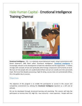 Hale Human Capital - EQTest- Training Chennai