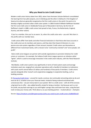 Why you Need to Join Credit Union ?
