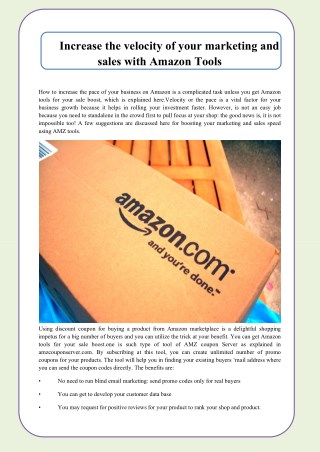 Increase the velocity of your marketing and sales with Amazon Tools