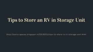 Tips to Store an RV in Storage Unit