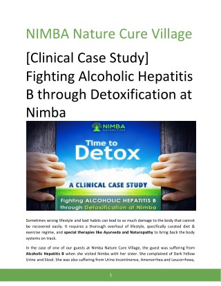 [Clinical Case Study] Fighting Alcoholic Hepatitis B through Detoxification at Nimba